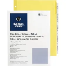 Business Source BSN 20068 - Business Source Buff Stock Ring Binder Indexes - 5 x Divider