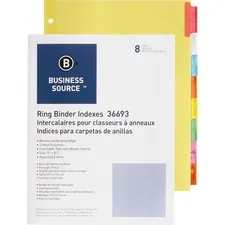 Business Source BSN 36693 - Business Source Insertable Tab Ring Binder Indexes - 8 Blank