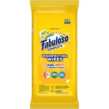 COLGATE PALMOLIVE, IPD. CPC 07423 - Fabuloso Disinfecting Wipes - Wipe - Refreshing Lemon ScentP