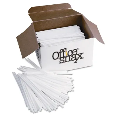 OFFICE SNAX, INC. OFX STR5 - Office Snax Breakroom Stir Sticks - Plastic - 1000  Box - Wh