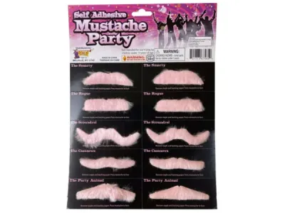 bulk buys GE738 - 10 Pack Pink Self-Adhesive Play Mustaches - Fun Party Props