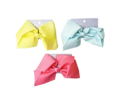 bulk buys DB433 - scunci Jumbo Salon Clips, Assorted Colors, 20cm Bow Design