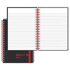 MEAD PRODUCTS JDK F67010 - Black n Red Wirebound Semi - rigid Cover Ruled Notebook - A6