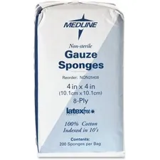 MEDLINE INDUSTRIES INC MII NON25408 - Medline Nonsterile Woven Gauze Sponges - 8 Ply - 4 x 4 - 200