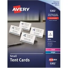 Avery Dennison 05302 - Avery Inkjet, Laser Tent Card - White - 97 Brightness - 2 x 