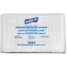 Genuine Joe GJO 11252 - Joe Quad-fold Square Beverage Napkins - 1 Ply - 9.50 x 9.50 