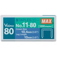 MAX Co LTD MXB NO1180 - MAX Vaimo 80 Stapler Replacement Staples - 38 Leg - 38 Crown