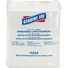 Genuine Joe GJO 11254CT - Joe 1-ply Embossed Lunch Napkins - 1 Ply - Quarter-fold - 13