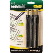 Dri Mark Products Inc DRI CFDRET3B - Dri Mark Retractable Counterfeit Pen - Black - 3  Pack
