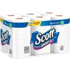 KIMBERLY CLARK KCC 10060 - Scott 1000 1-ply 12Roll Bath Tissue - 1 Ply - 3.70 x 4.10 - 