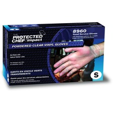 IMPACT PRODUCTS PDF 8960S - Protected Chef Disposable Powdered Vinyl Gloves - Hand Prote