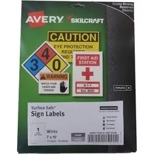 National Industries For the Blind 7530016878146 - SKILCRAFT Avery Surface Safe Sign Labels - 7 Width x 10 Leng