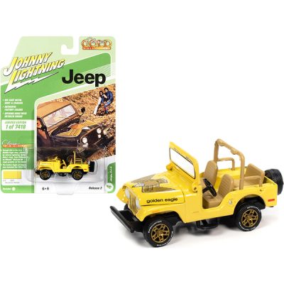 Johnny Lightning JLCG025-JLSP150B - Jeep CJ-5 Sunshine Yellow with Golden Eagle Graphics Classic
