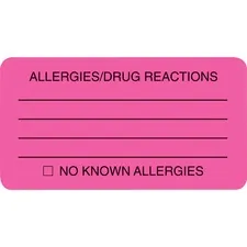 TABBIES TAB 01730 - Tabbies ALLERYDRUG REACTIONS Alert Labels - 3 14 x 1 34 Leng