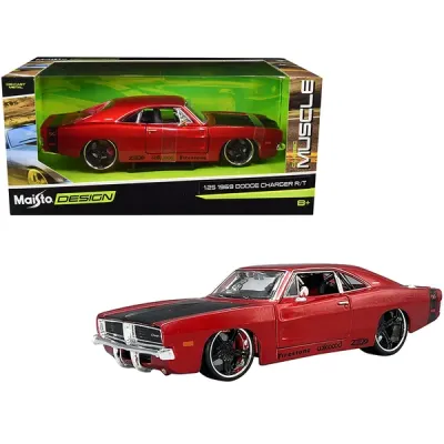 Maisto 32537 - Maisto 1969 Dodge Charger RT Red Metallic Model Car