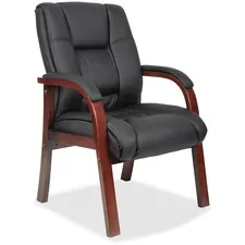 Norstar Office Products Inc BOP B8999C - Boss Mid Back Guest Chair - Black Vinyl Seat - Cherry Wood F
