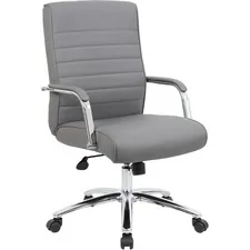 Norstar Office Products Inc BOP B696CRBGY - Boss Modern Executive Conference Chair-Ribbed Grey - Vinyl S