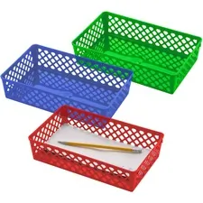 Officemate OIC 26208 - Officemate Achieva Large Supply Basket, Assorted Colors, 3PK