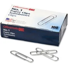 Officemate OIC 99911 - OIC Paper Clips - No. 1 - 1000  Pack - Silver - Steel
