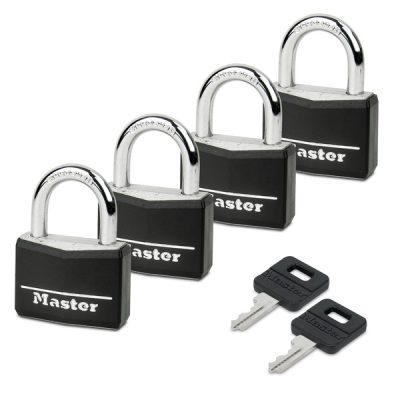 MASTER LOCK COMPANY 141Q - Master Lock 141Q Scratch Resistant Cover 4 Pack Locks (Black