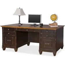 Martin Furniture MRT IMHF680 - Kathy Ireland Hartford Double Pedestal Desk - 7-Drawer - 69.