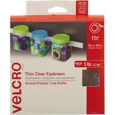 VELCRO USA VEK 91325 - VELCRO Brand Thin Clear Fasteners, 15ft x 34in Roll, Clear -