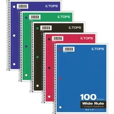 TOPS BUSINESS FORMS TOP 65031 - TOPS Wide Rule 1-subject Spiral Notebook - 100 Sheets - Wire