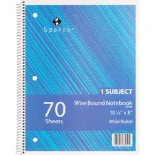 Sparco SPR 83250 - Sparco Quality Wirebound Wide Ruled Notebooks - 70 Sheets - 