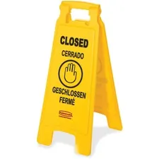 Rubbermaid RCP 611278YWCT - Rubbermaid Commercial Closed Multi-Lingual Floor Sign - 6  C