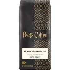 PEETS PEE 501487 - Peets House Blend Decaf Dark Roast Coffee Ground - Decaffein