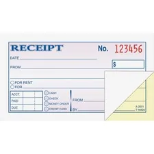 TOPS BUSINESS FORMS ABF DC2501 - Adams Moneyrent Receipt Books - 50 Sheet(s) - Tape Bound - 2