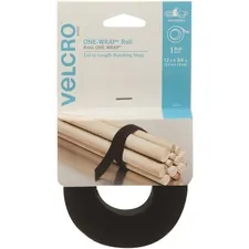 VELCRO USA VEK 90340 - VELCRO Brand ONE-WRAP Roll, 12ft x 34in Roll, Black - Reusab