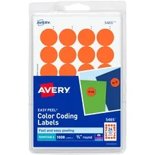 Avery Dennison 05465 - Avery Color-Coding Labels - 34 Diameter - Round - Laser, Ink