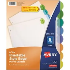 Avery Dennison 1210000211201 - Avery Insertable Style Edge Plastic Dividers, 8 tabs, 1 set 