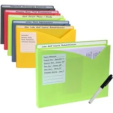 C-LINE 63160 - C-Line Write-On Poly File Jackets - Assorted Colors, 11 X 8-