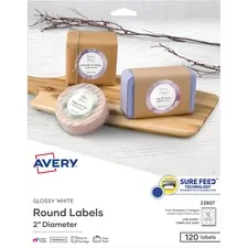Avery Dennison DIX 22807 - Avery Glossy White Round Labels2 Diameter - 2 Diameter - Per