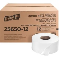 Genuine Joe GJO 2565012PL - Joe 2-ply Jumbo Roll Dispenser Bath Tissue - 2 Ply650 ft - W