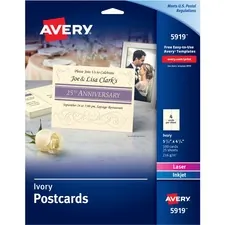 Avery Dennison AVE 5919 - Avery Laser, Inkjet Postcard - Ivory - 79 Brightness - 4 14 