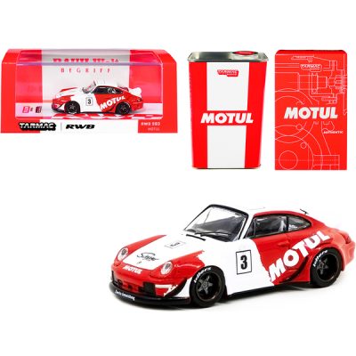 Tarmac Works T64-017-MO - RWB 993 3 Motul Red and White with METAL OIL CAN RAUH-Welt B