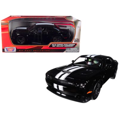 Motormax 79350bk - 2018 Dodge Challenger SRT Hellcat Widebody Black with White 