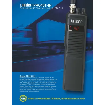Uniden PRO401HH - Uniden(R) PRO401HH 40-Channel Handheld CB Radio