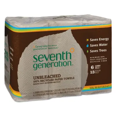 SEVENTH GENERATION SEV 13720 - 2-Ply Natural Unbleached Recycled Paper Towels, 120 Sheets