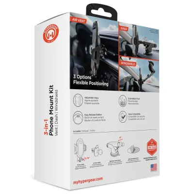 HYPERGEAR 15289 - 3N1 PHN MNT KIT BLK