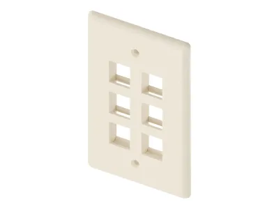 UNC GROUP LLC WP-6P-IVY - Ivory Single Gang Wall Plate with 6 Ports