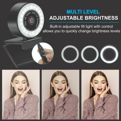 ERGOGUYS PHNX-HD-CAM-LED - PHONIX HD 1080P LED LIGHTED WEBCAM - BLACK