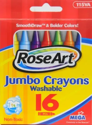 LAROSE INDUSTRIES, LLC 1020448 - Washable Jumbo Crayons, 16 Assorted Colors, Pack of 16