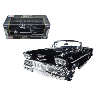 Motormax 73267bk - 1958 Chevrolet Impala Convertible Black 124 Diecast Model Ca