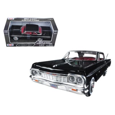 Motormax 73259bk - 1964 Chevrolet Impala Black with Red Interior 124 Diecast Mo