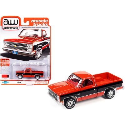 Autoworld 64332-AWSP081B - 1984 Chevrolet Silverado 10 Fleetside Pickup Truck Red Orang