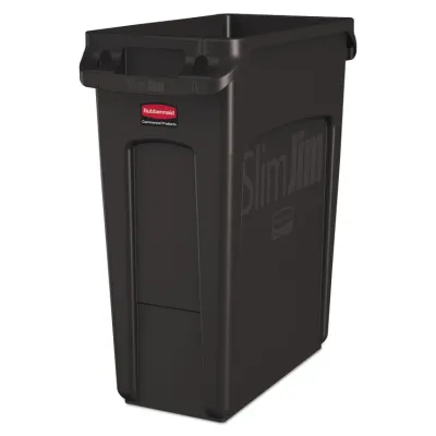 Rubbermaid RCP 354060BK - Rubbermaid Commercial Venting Slim Jim Waste Container - 23 